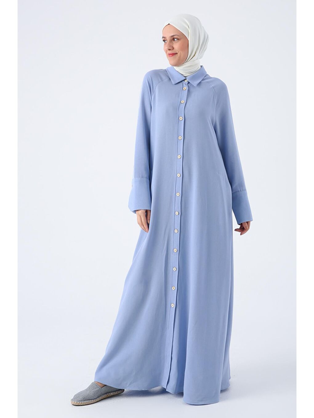 Mavi Reglan Kol Keten Ferace