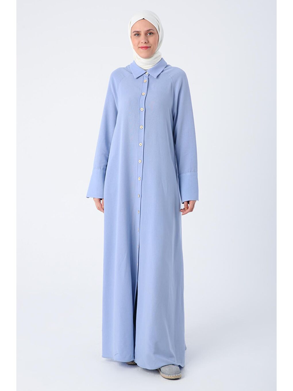 Mavi Reglan Kol Keten Ferace-1