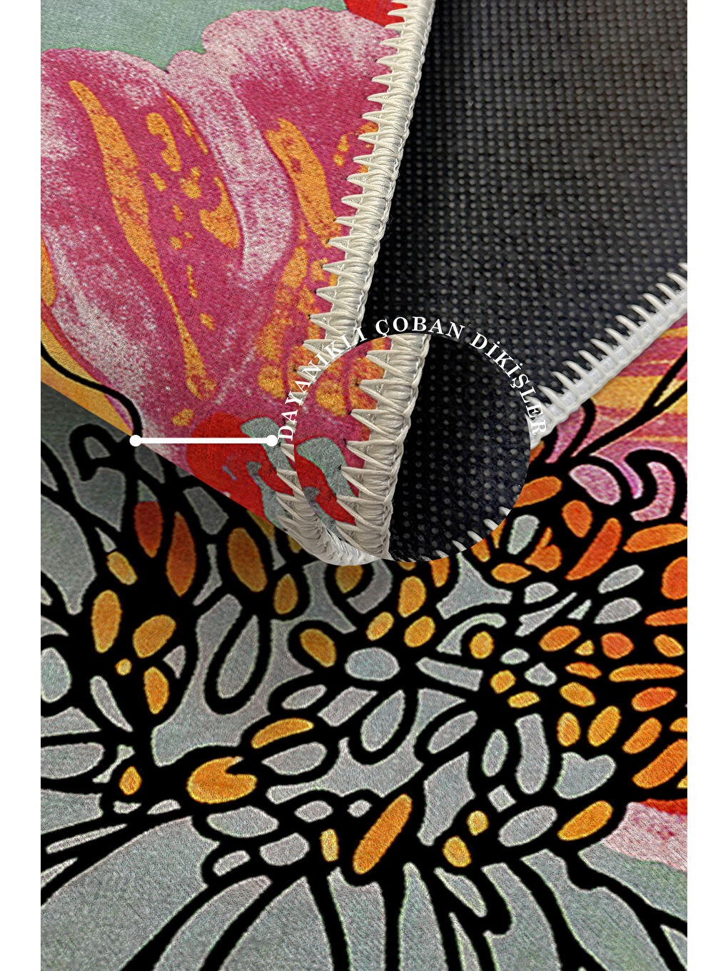 Pembe Modern Dekoratif Yıkanabilir Kaymaz Taban Halı – İnce, Yumuşak Salon Halısı, Mutfak Halısı ve Yolluk-3