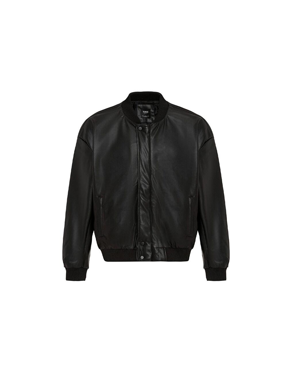 Oversıze Deri Bomber Ceket Siyah-6