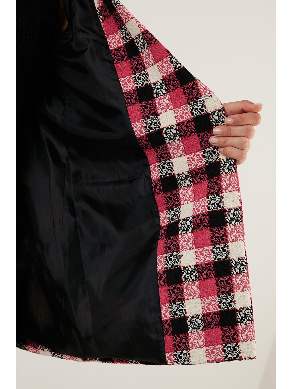 Fuşya Regular Fit Çift Düğmeli Uzun Tüvit Ceket 611CE00009-4