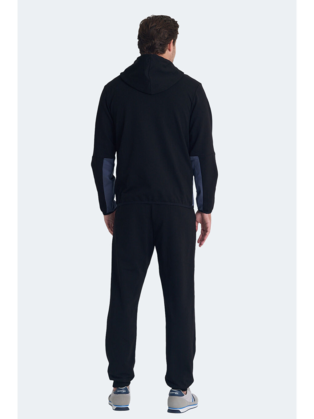 KIMO Erkek Fermuarlı Kapüşonlu Cepli Siyah / Koyu Gri Eşofman Takımı-1