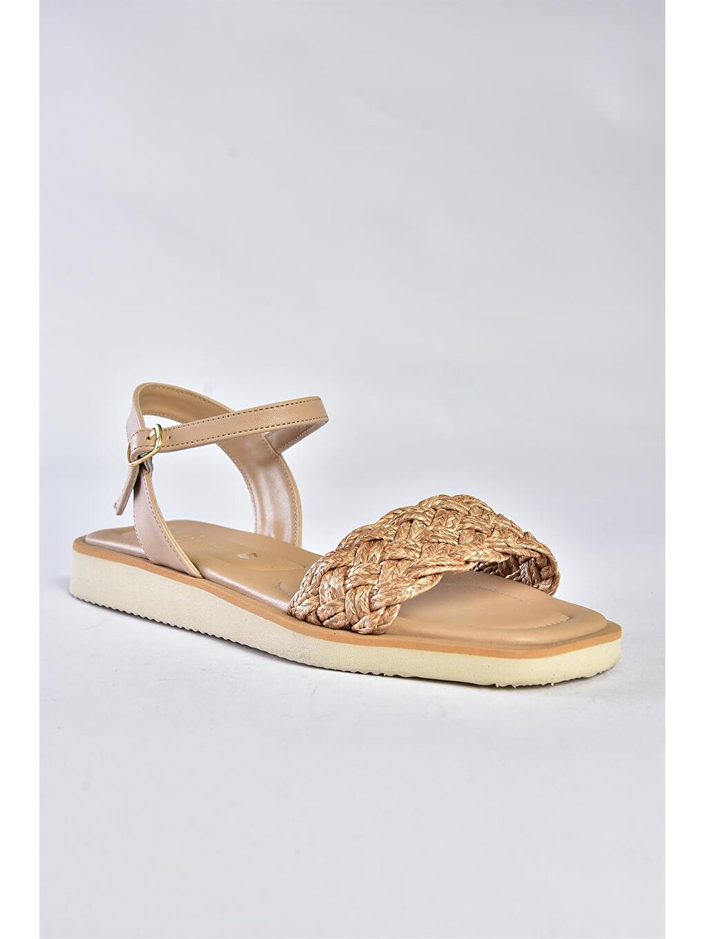 Bej P252251709 Ten Kalın Bantlı Günlük Kadın Sandalet-4