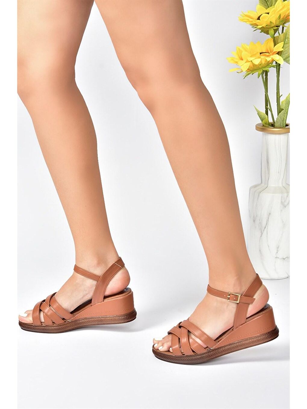 Kahverengi K674305409 Taba Dolgu Taban Kadın Ayakkabı-2