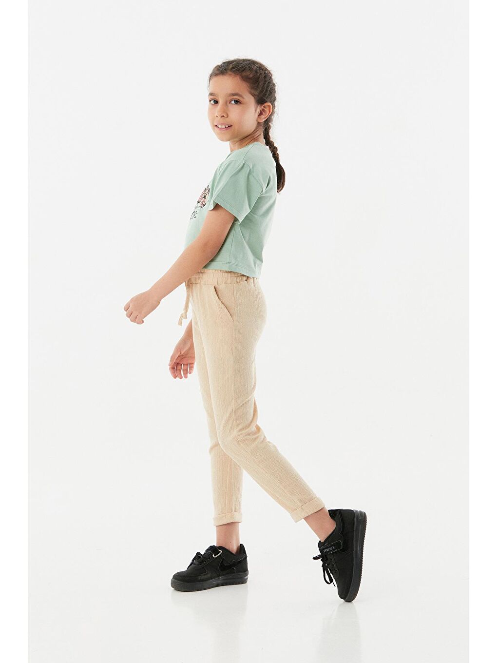 Turkuaz Baskılı Bisiklet Yaka Kız Çocuk Takım-2