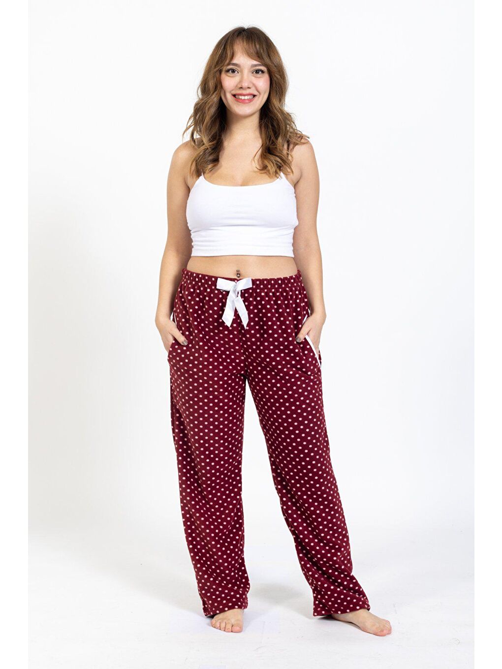 WAYNAP Bordo Kadın Kışlık  Polar Pijama Alt