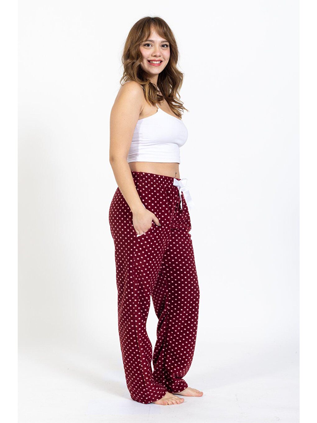 WAYNAP Bordo Kadın Kışlık  Polar Pijama Alt - 1