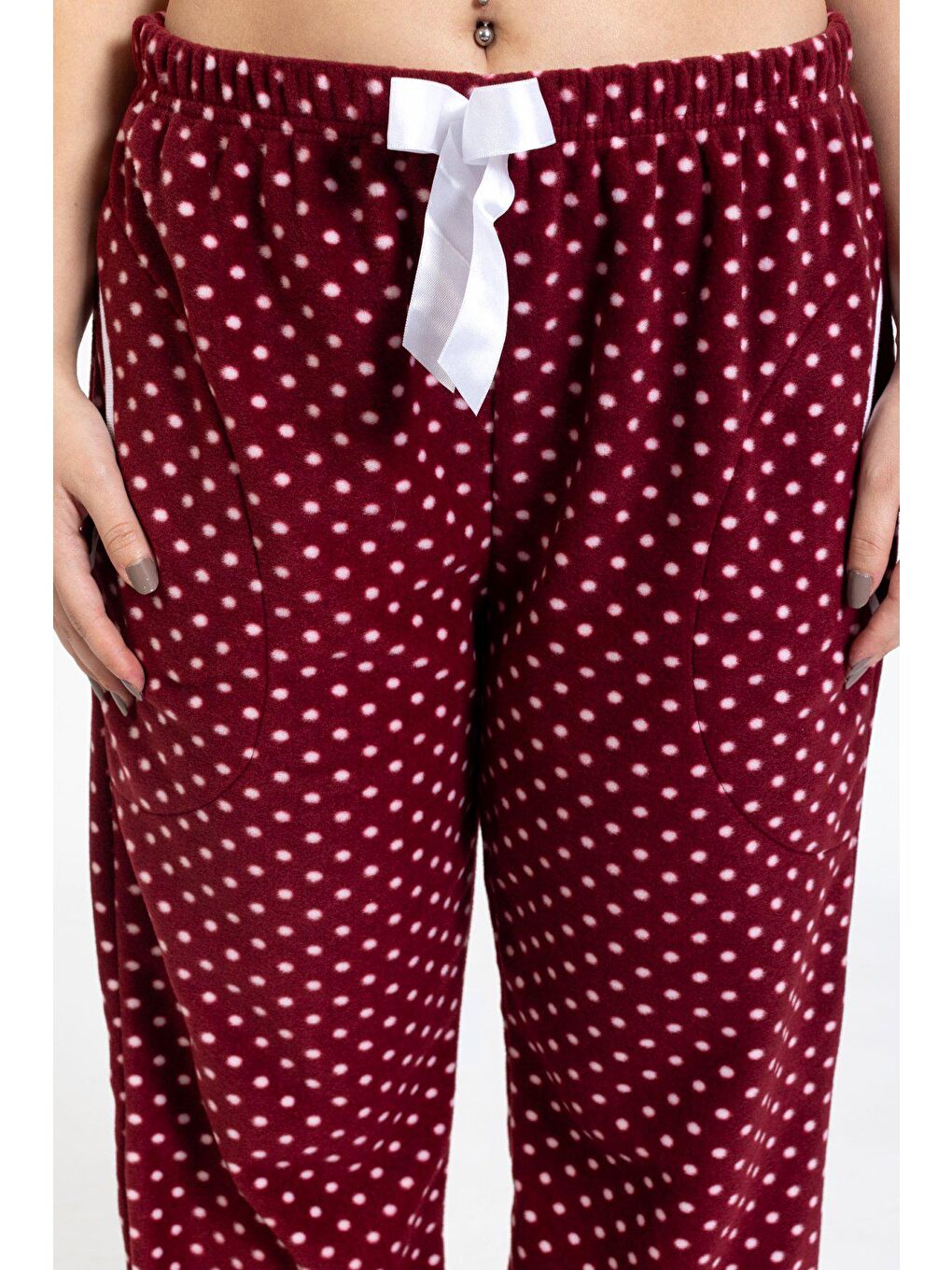 WAYNAP Bordo Kadın Kışlık  Polar Pijama Alt - 4