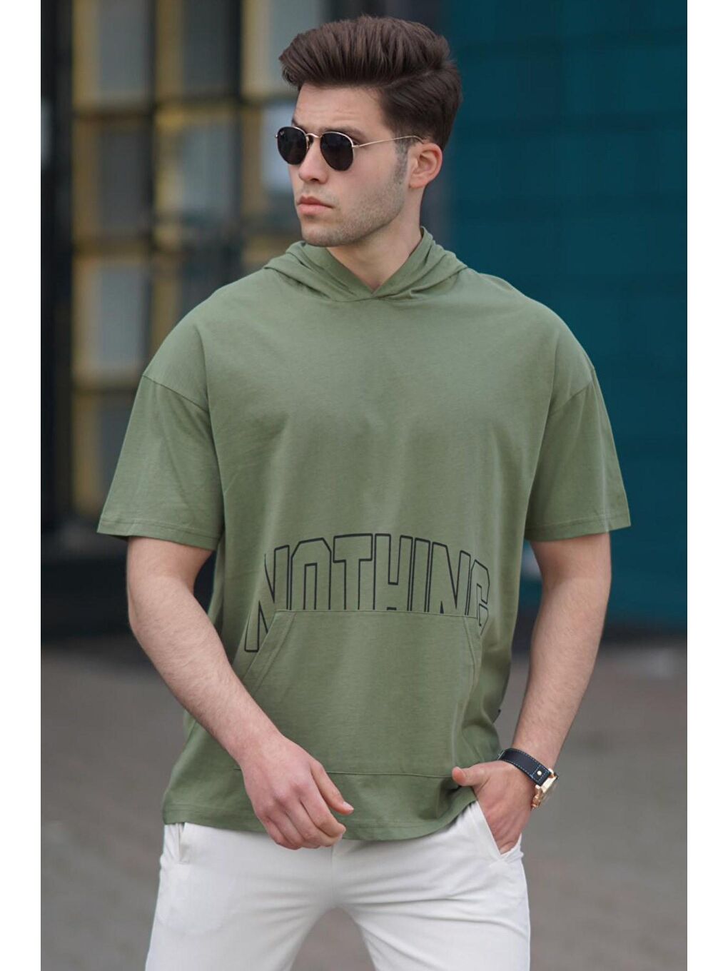 Haki Erkek Baskılı Tişört 5236