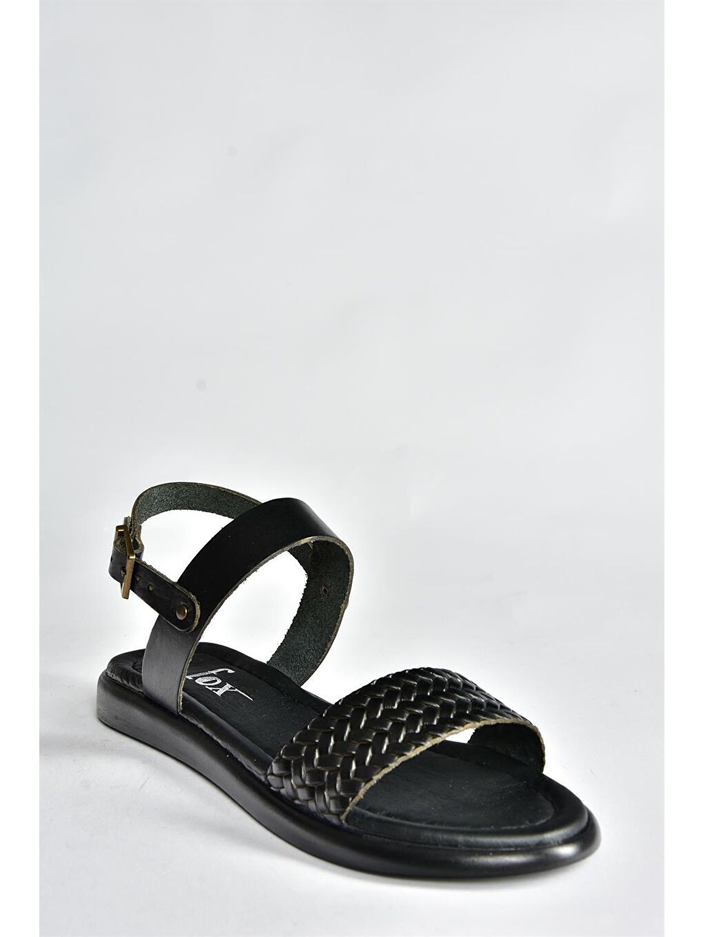 Siyah Hakiki Deri Günlük Kadın Sandalet P291013603-3