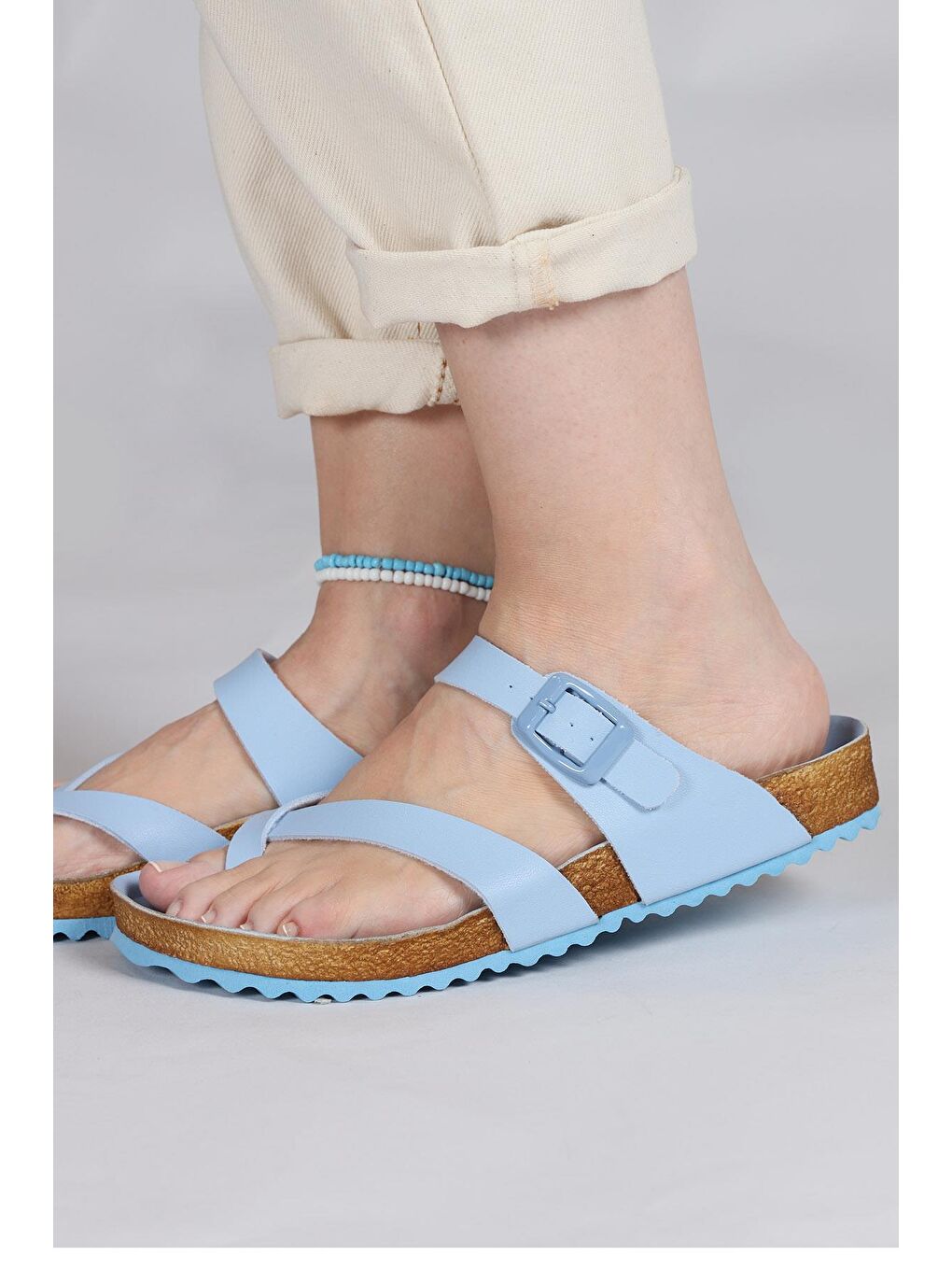 50008 Tek Tokalı Bebe Mavisi Kadın Parmak Arası Terlik-3