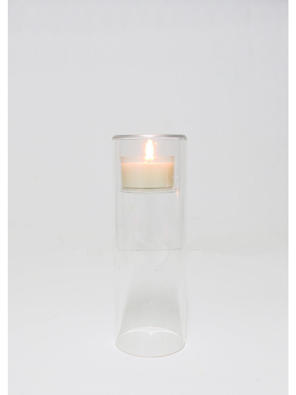 Missi Şeffaf 20 cm Üfleme Cam Clear Mumluk Ve Tealight Seti