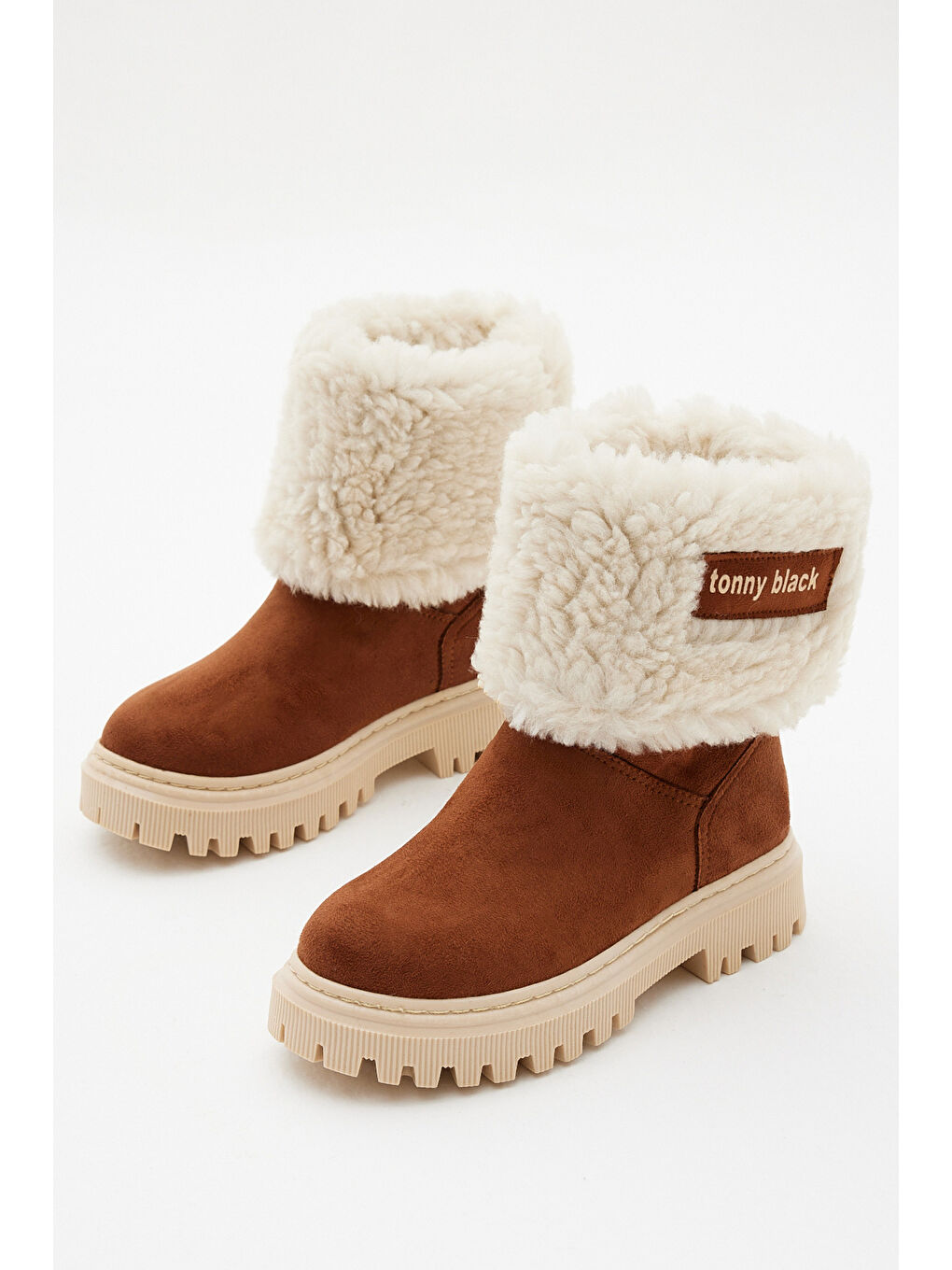 Kahverengi Kız Çocuk Taba Süet İçi Kürklü Bot