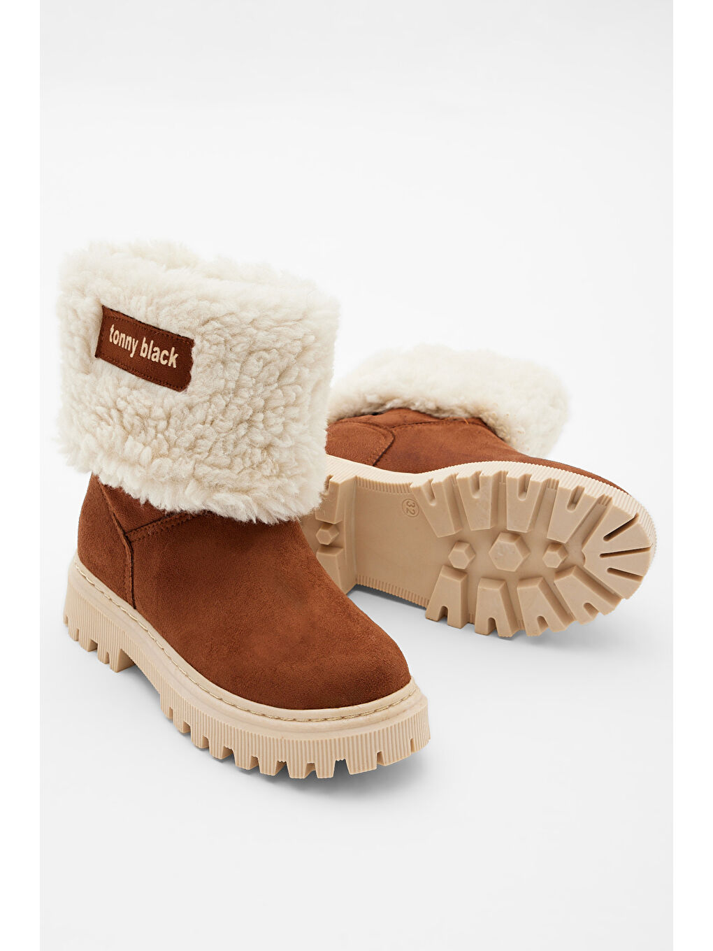 Kahverengi Kız Çocuk Taba Süet İçi Kürklü Bot-2