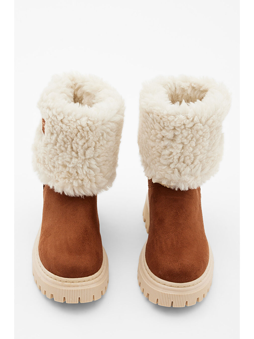 Kahverengi Kız Çocuk Taba Süet İçi Kürklü Bot-3