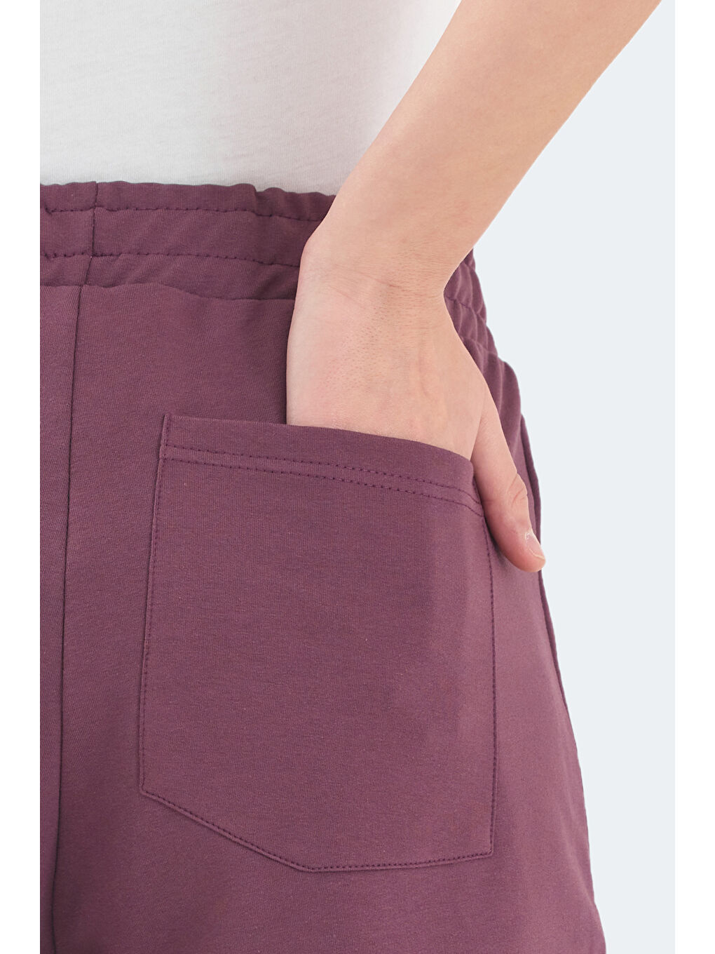 RAMLAH I Kadın Cepli Mürdüm Şort-4