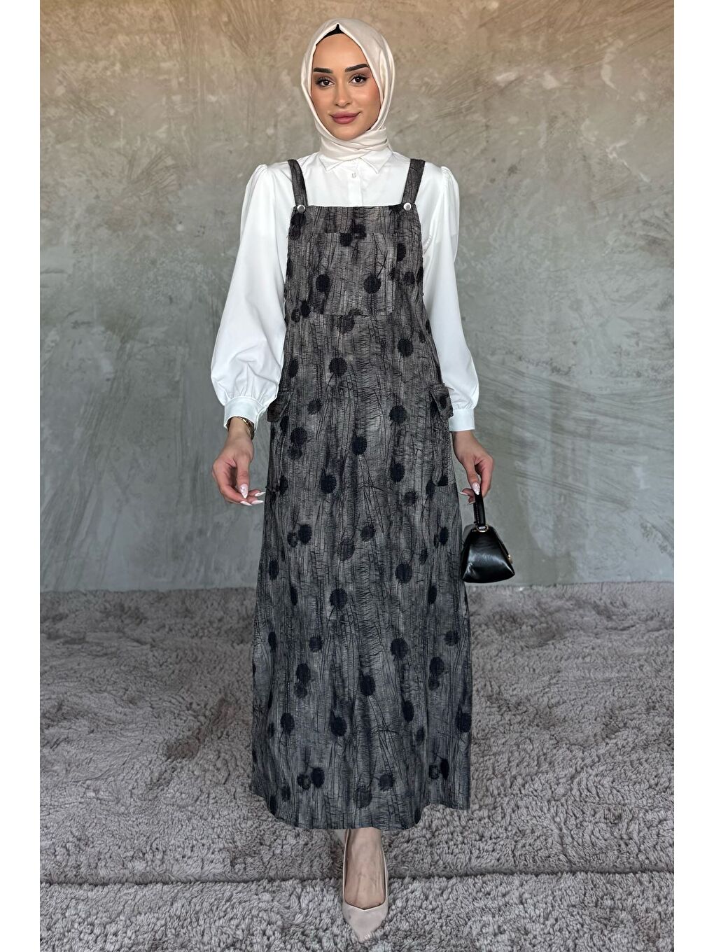 Siyah Tesettür Gömlek Salopet İkili Takım-3