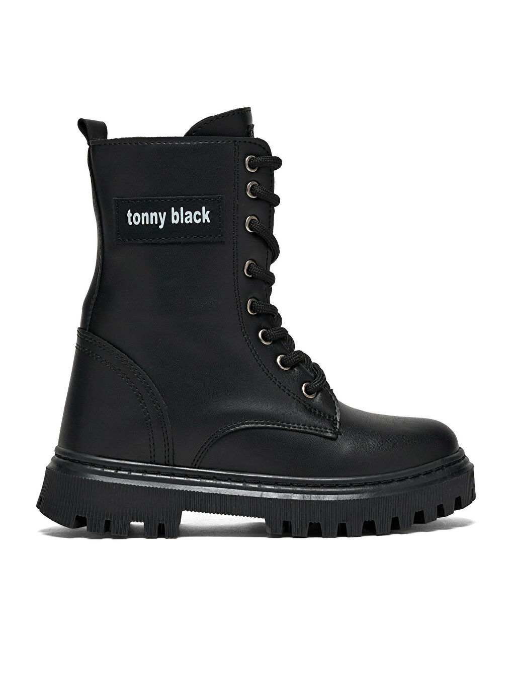 TONNY BLACK Çocuk Unisex Siyah Termo Taban Önü Bağcıklı Kar Botu