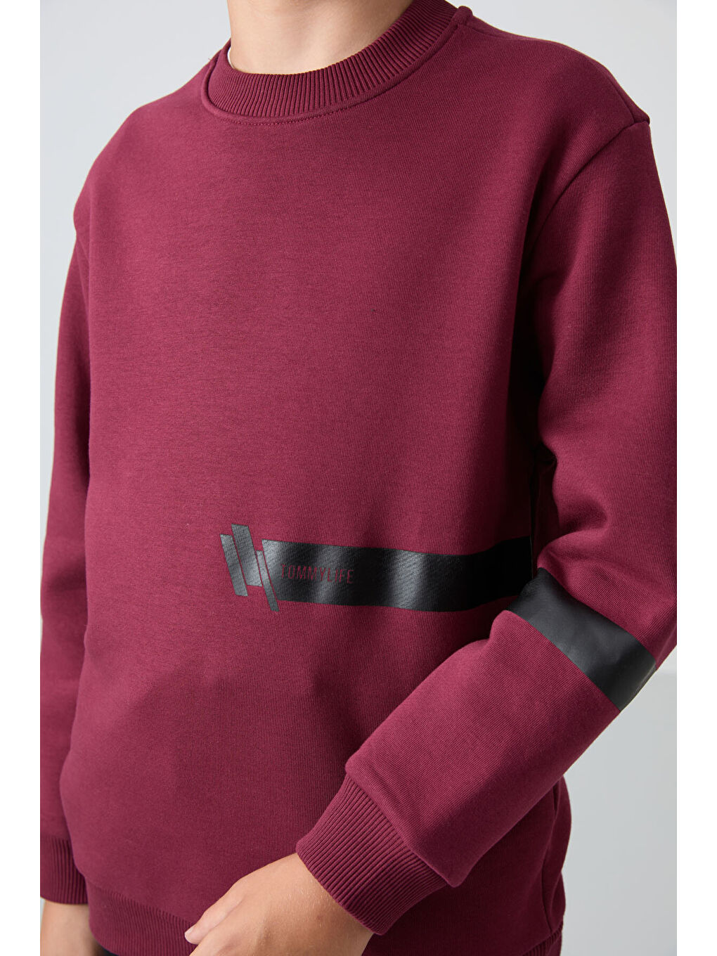 Mor Erguvan Pamuklu Kalın İçi Tüylü Yumuşak Dokulu Standart Fit Baskılı Erkek Çocuk Sweatshirt - 11238-4