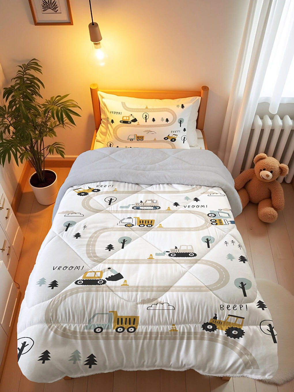 Karışık Tek Kişilik 160x220 cm Welsoft Çift Taraflı Silikon Yorgan Ve Uyku Seti