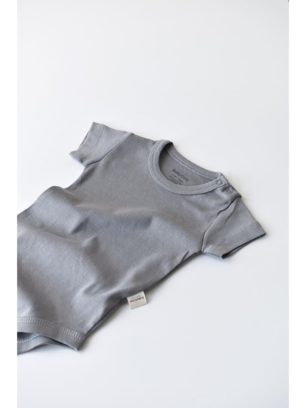 Gri Organik Kısa Kollu Badi-3