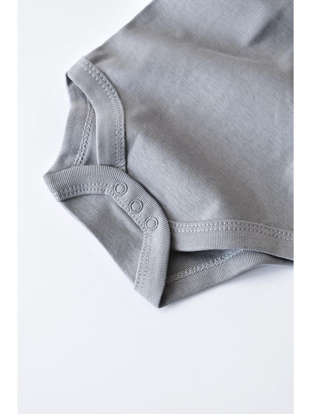 Gri Organik Kısa Kollu Badi-4