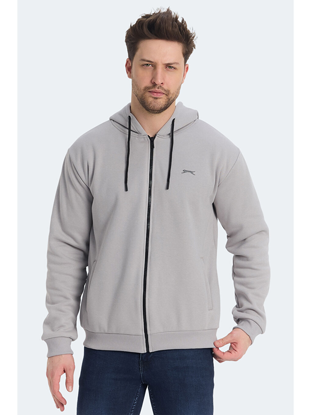 KOZZAX Erkek Fermuarlı Sweatshirt Gri