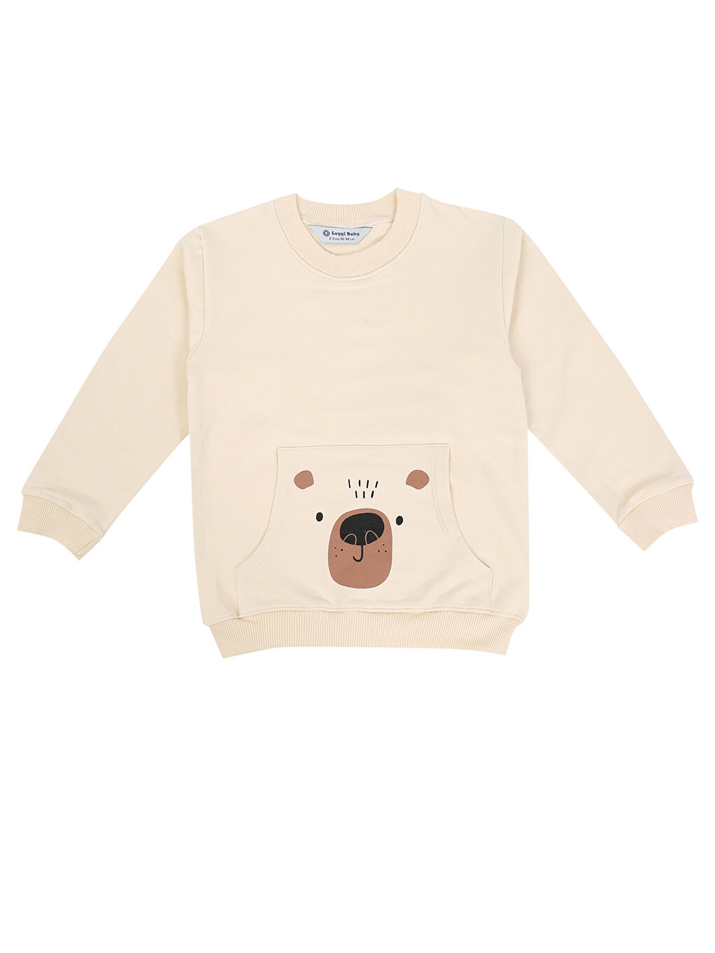 Luggi Baby Bej Bisiklet Yaka Erkek Bebek Sweatshirt ve Eşofman Alt 2'li Takım - 1
