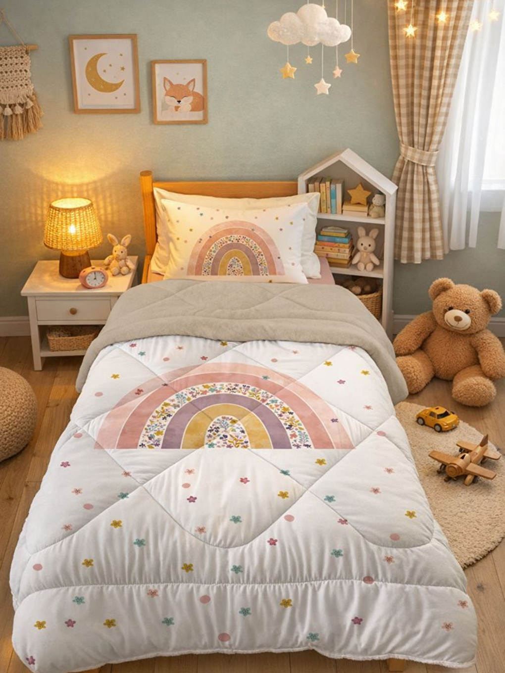 Karışık Tek Kişilik 160x220 cm Welsoft Çift Taraflı Silikon Yorgan Ve Uyku Seti-1