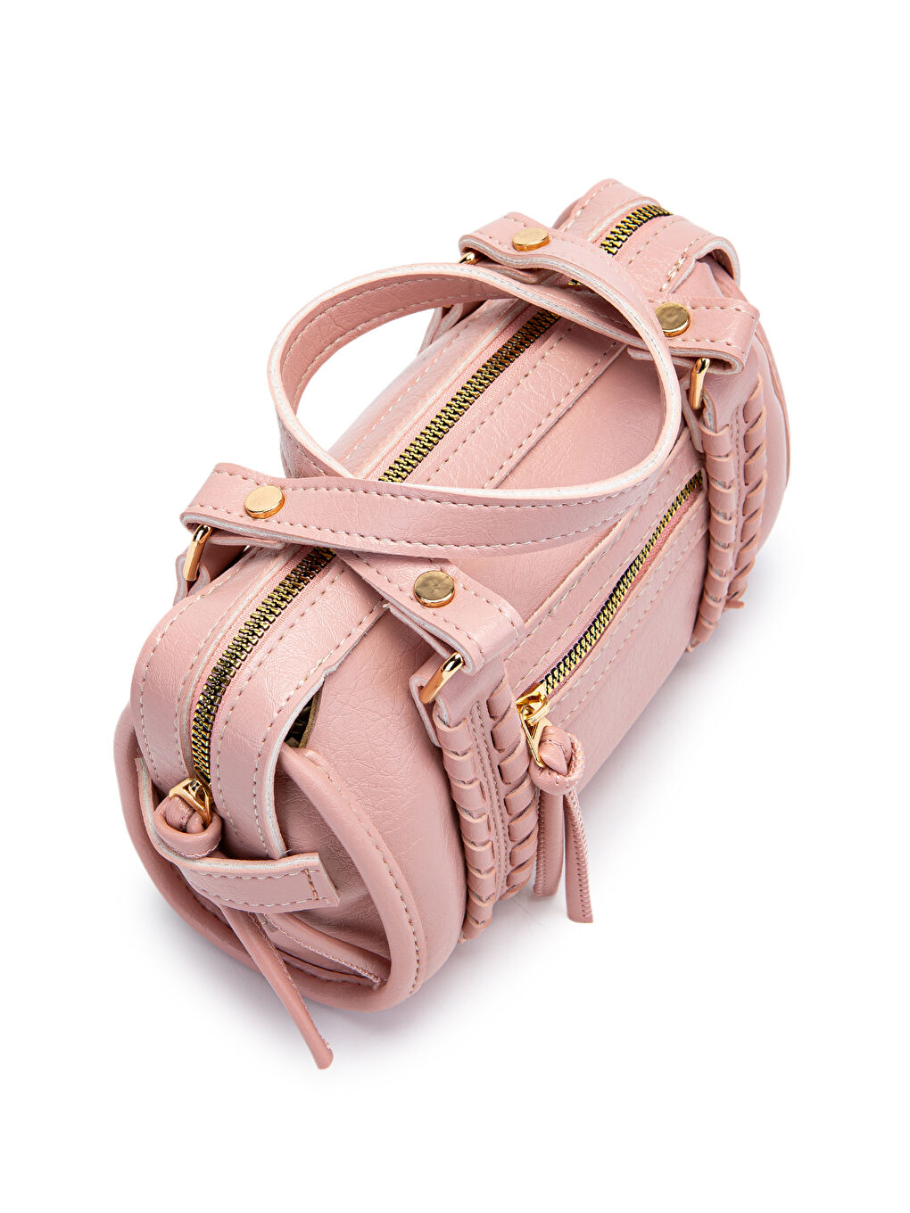 Pembe Örgü Ve Sarkıt Detaylı Jimmy Kadın Çapraz Çanta Pudra-2