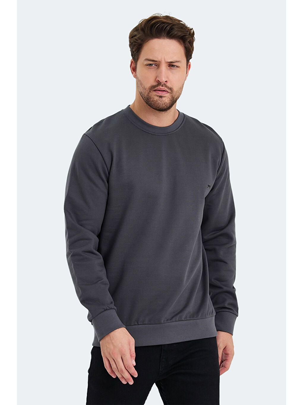 KONNOR IN Erkek Koyu Gri %100 Pamuk Sweatshirt-2