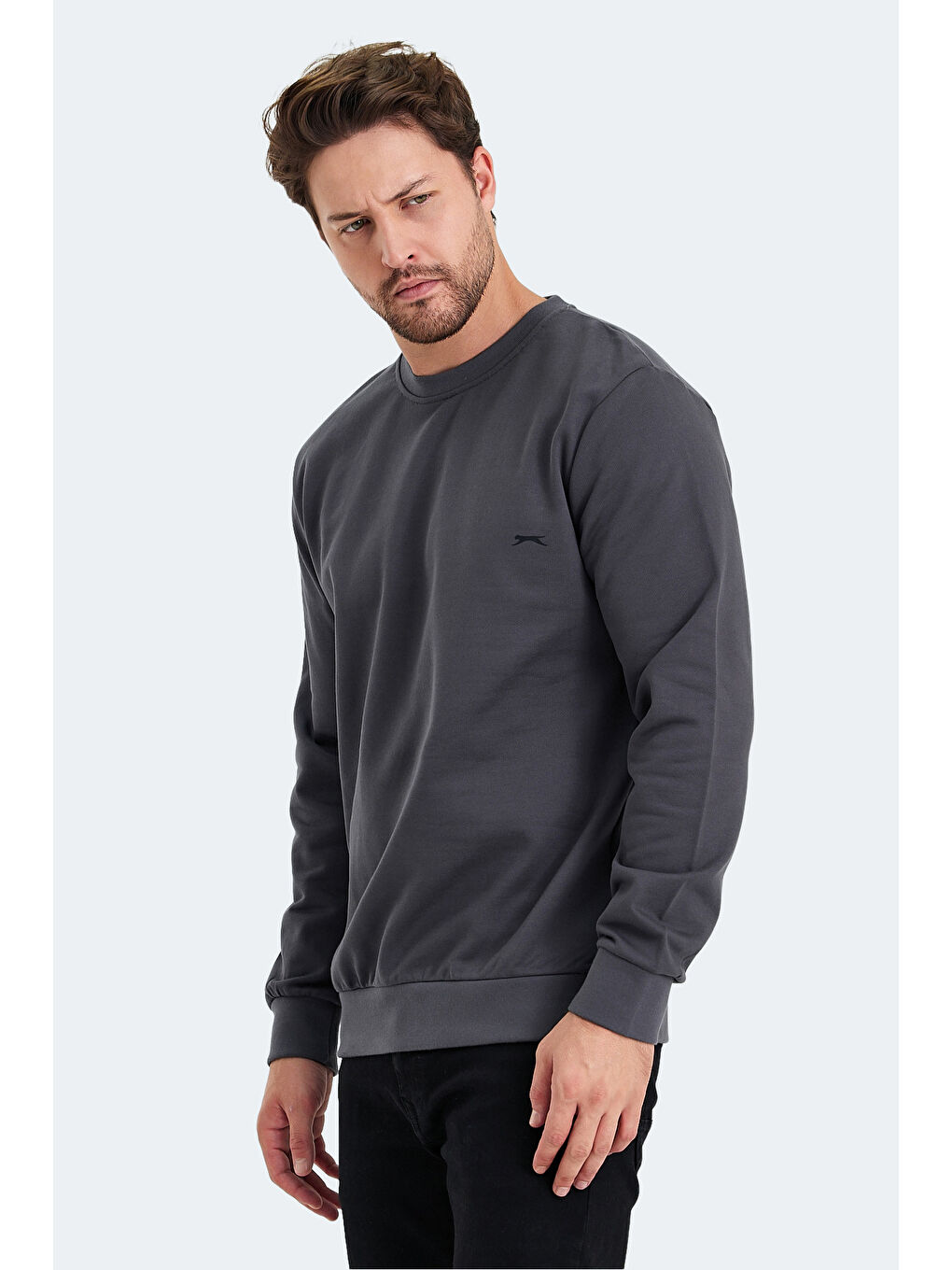 KONNOR IN Erkek Koyu Gri %100 Pamuk Sweatshirt-4
