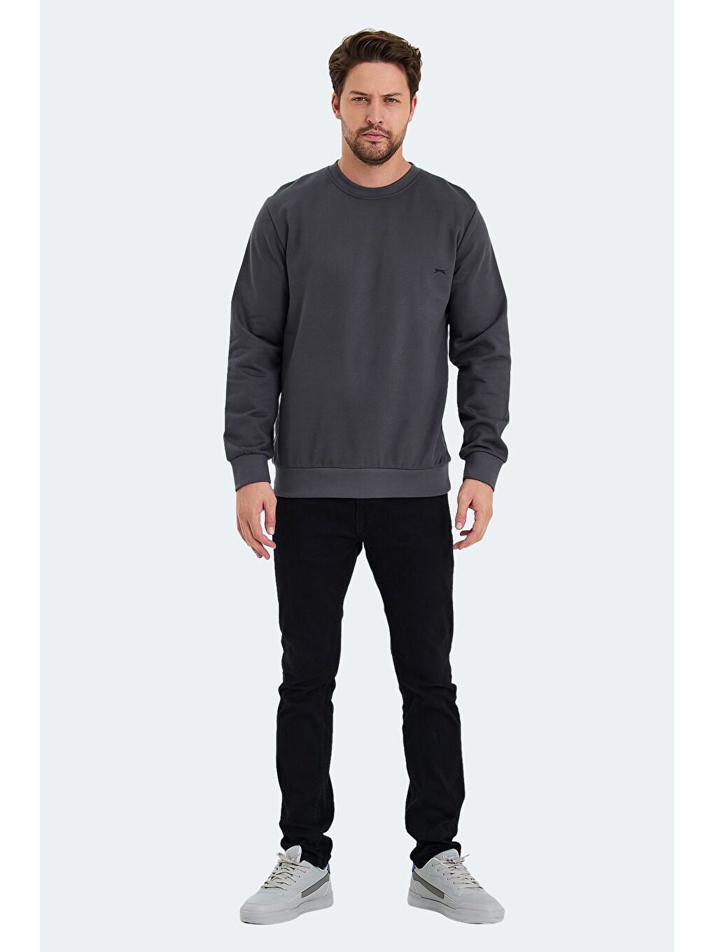 KONNOR IN Erkek Koyu Gri %100 Pamuk Sweatshirt-6
