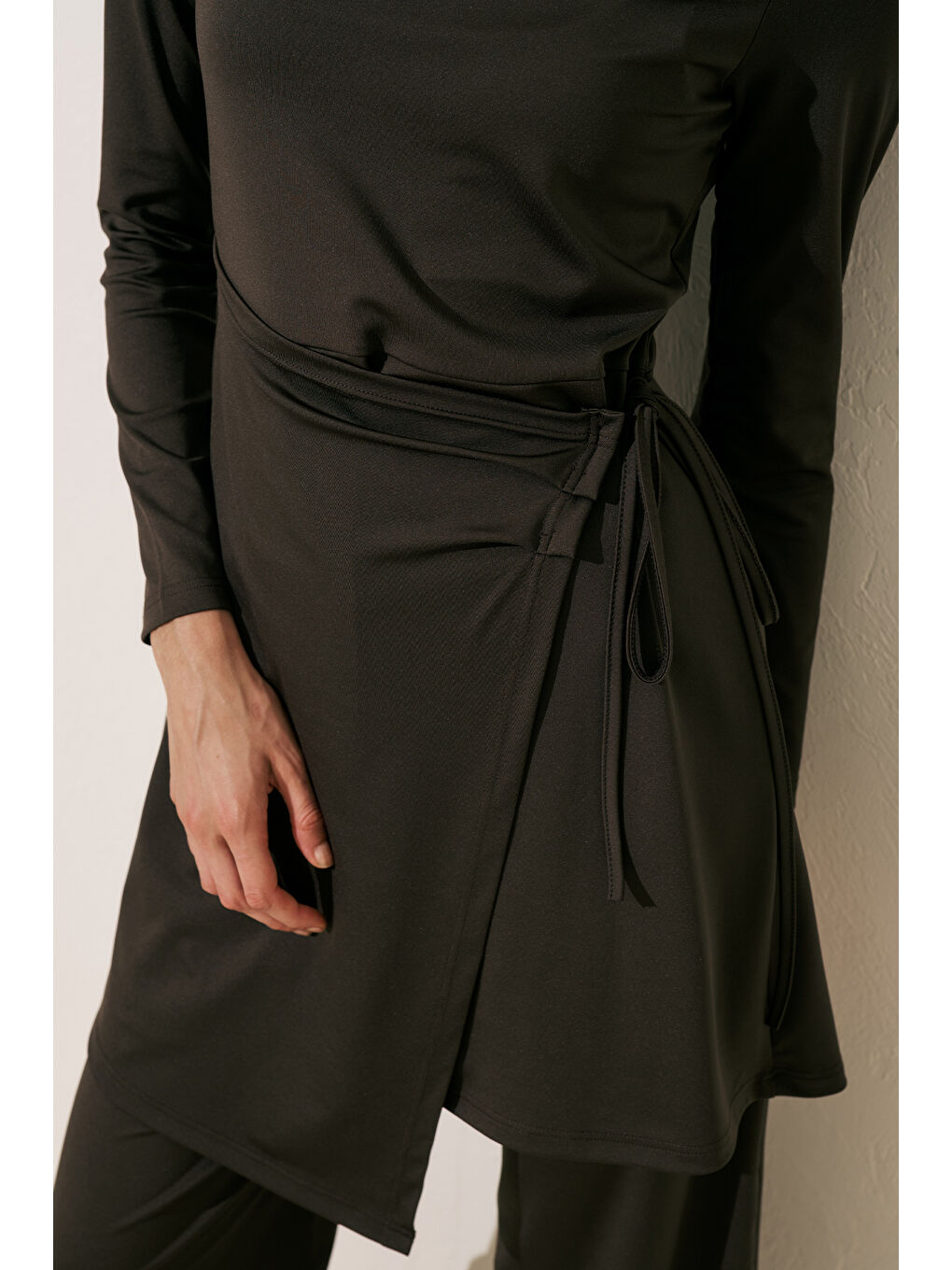 Anvelop Etekli Mayo Elbise Kahverengi-3