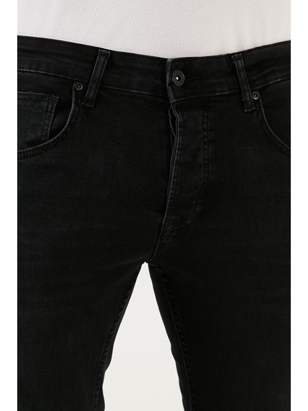Siyah Pamuklu Normal Bel Slim Fit Dar Paça Jeans 1123J36NAPOLI-4