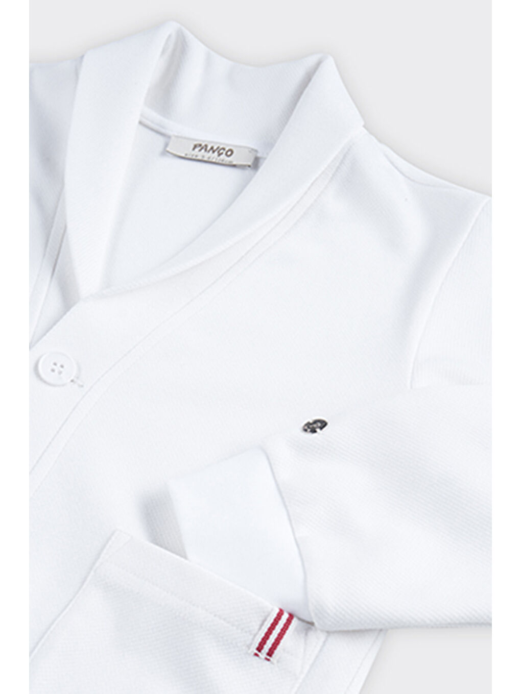 Erkek Çocuk Arma Detaylı Beyaz Örme Ceket-2