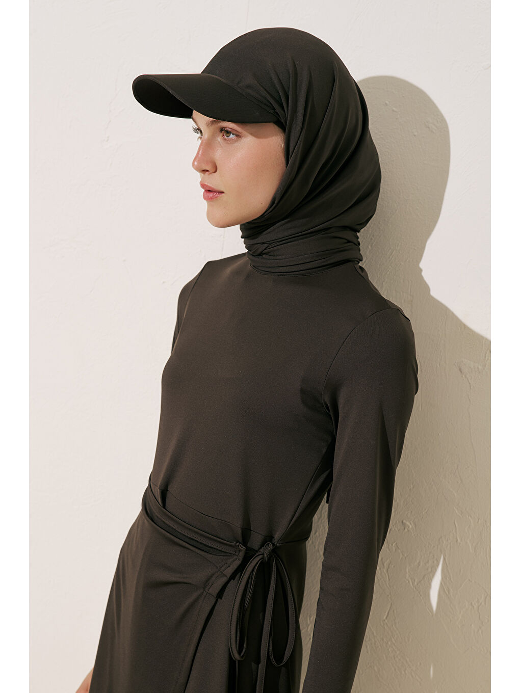 Anvelop Etekli Mayo Elbise Kahverengi-4