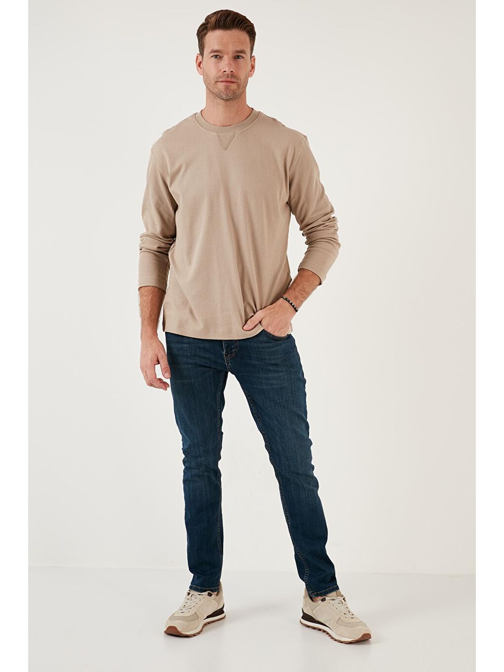 Lacivert Pamuklu Yüksek Bel Slim Fit Dar Paça Jeans 3300J31TOKYO-1