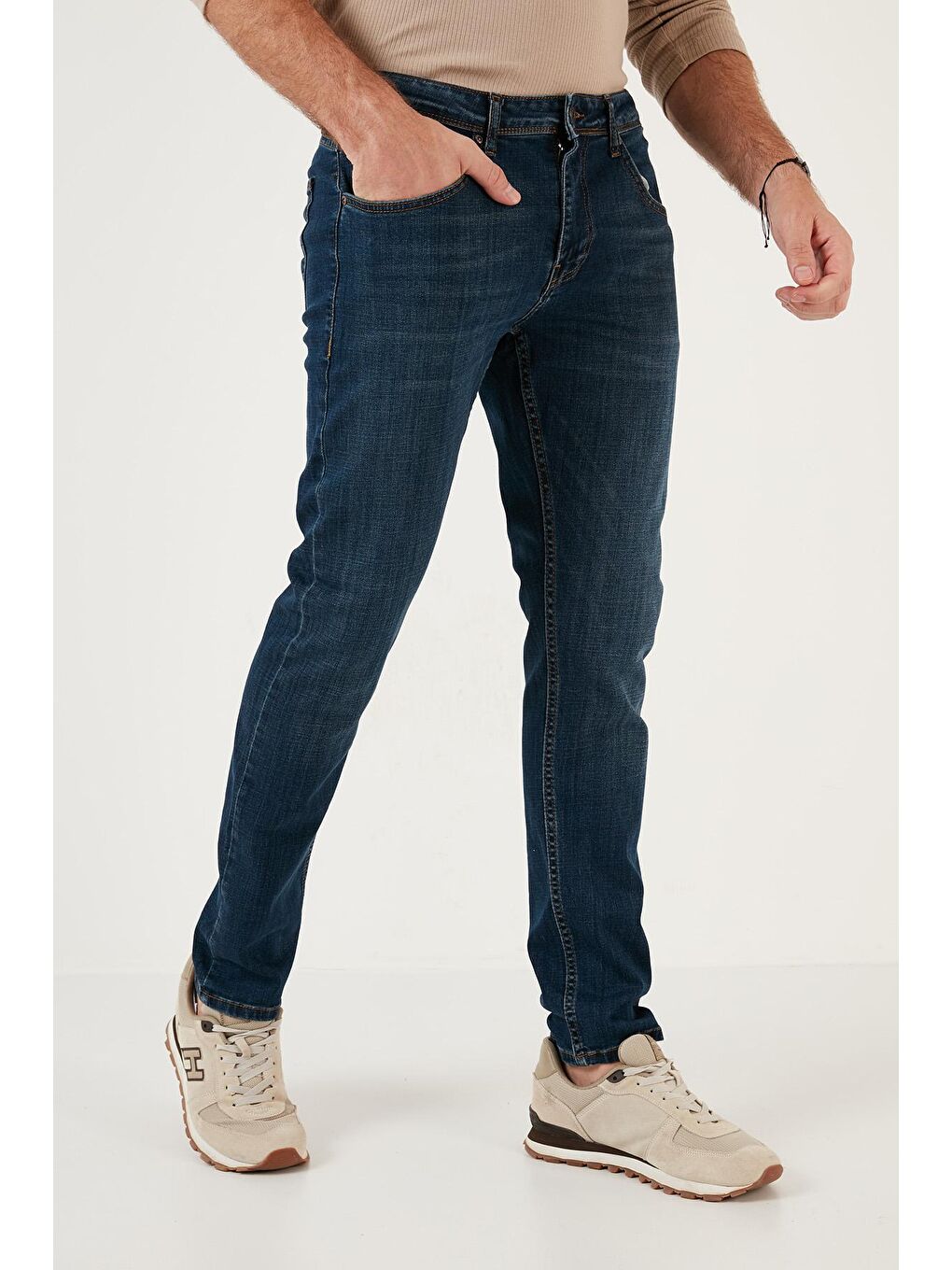 Lacivert Pamuklu Yüksek Bel Slim Fit Dar Paça Jeans 3300J31TOKYO-3