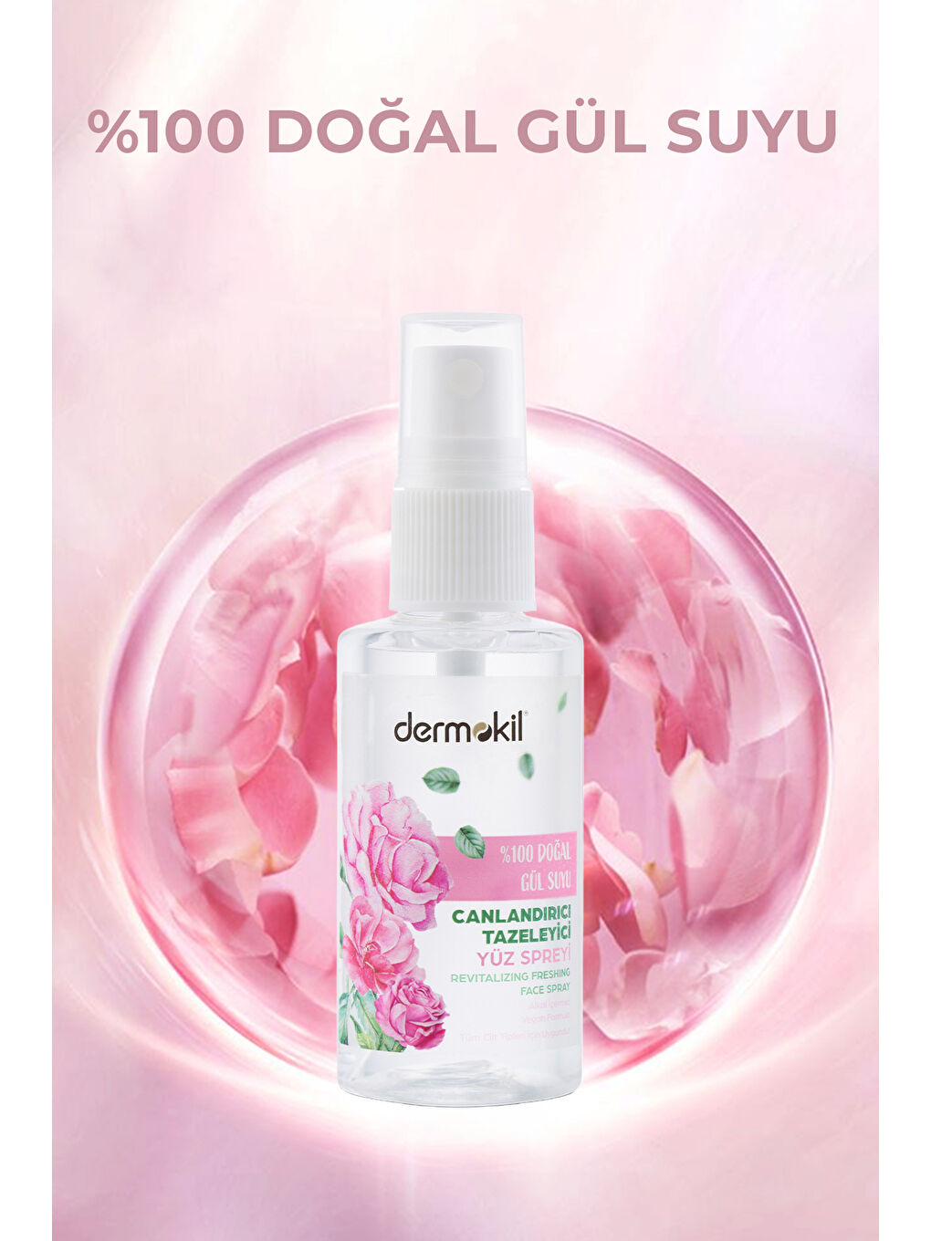 %100 Doğal Gül Suyu Canlandırıcı Tazeleyici Yüz Spreyi-4