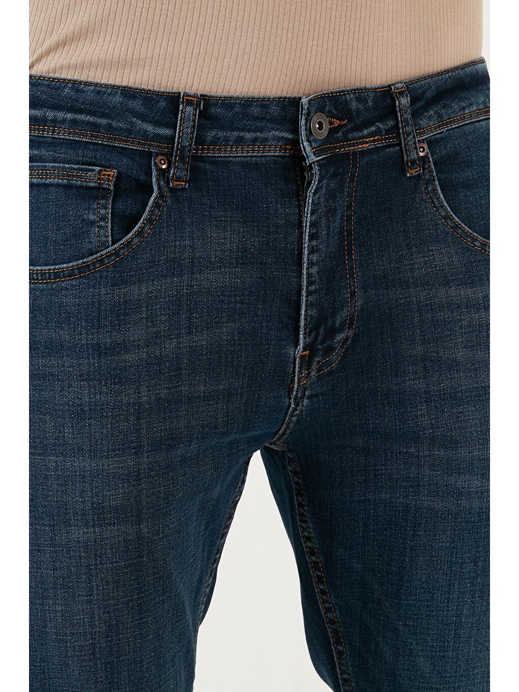 Lacivert Pamuklu Yüksek Bel Slim Fit Dar Paça Jeans 3300J31TOKYO-4