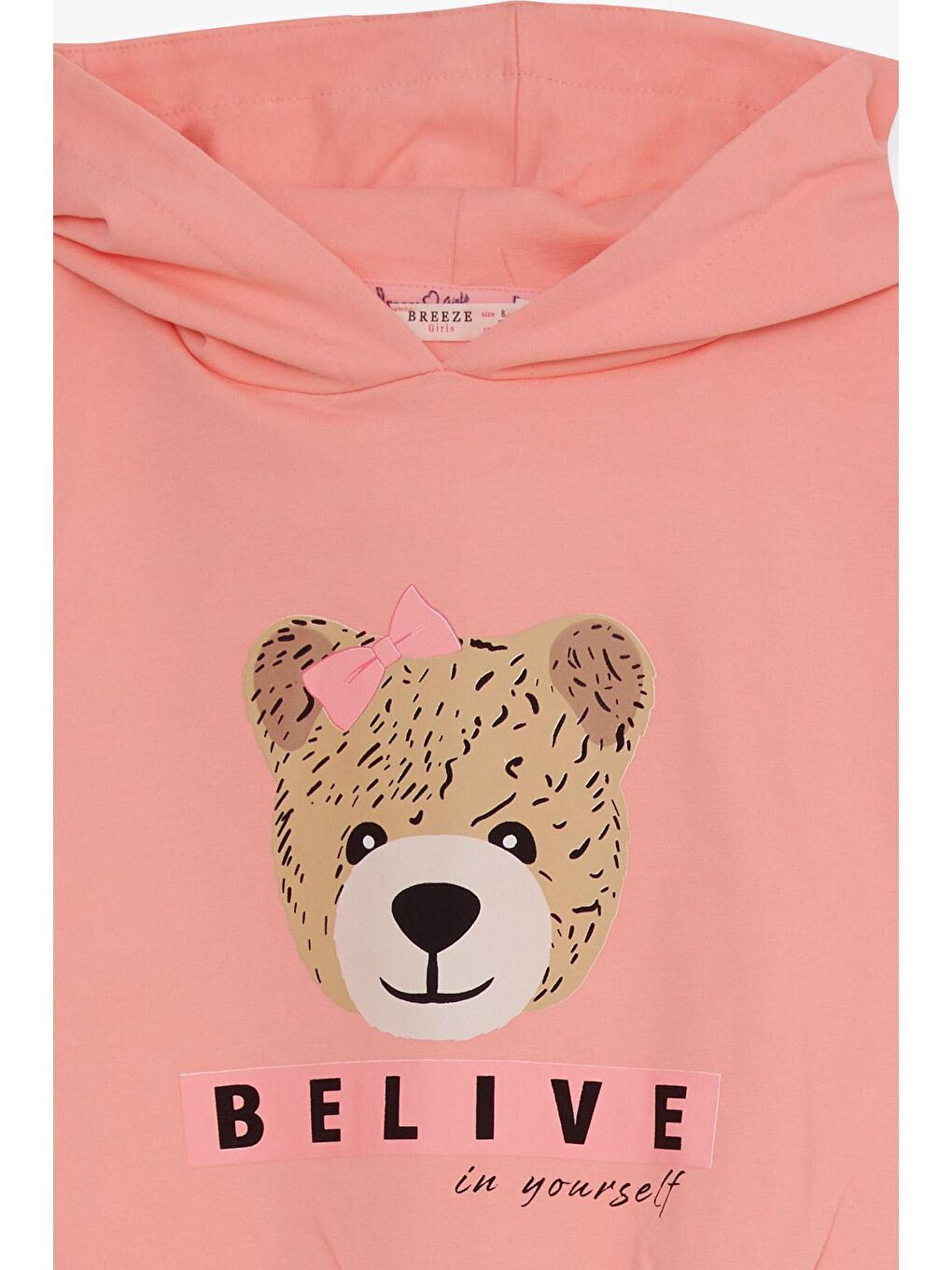 Pembe Kız Çocuk Eşofman Takımı Sevimli Ayıcık Baskılı Somon (5-10 Yaş)-2