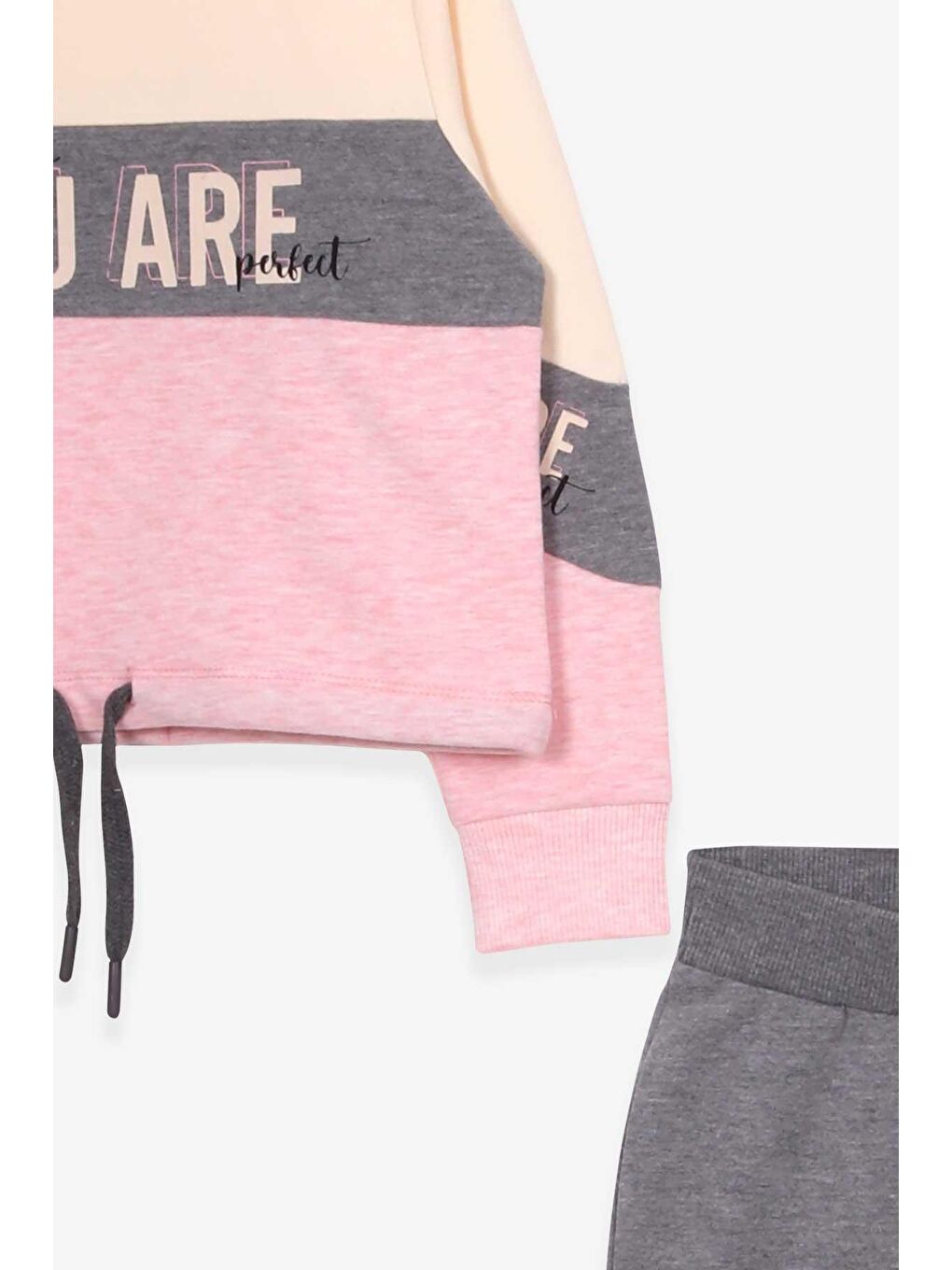 Ekru Kız Çocuk Tayt Takım Yazı Baskılı Krem (7 Yaş)-2