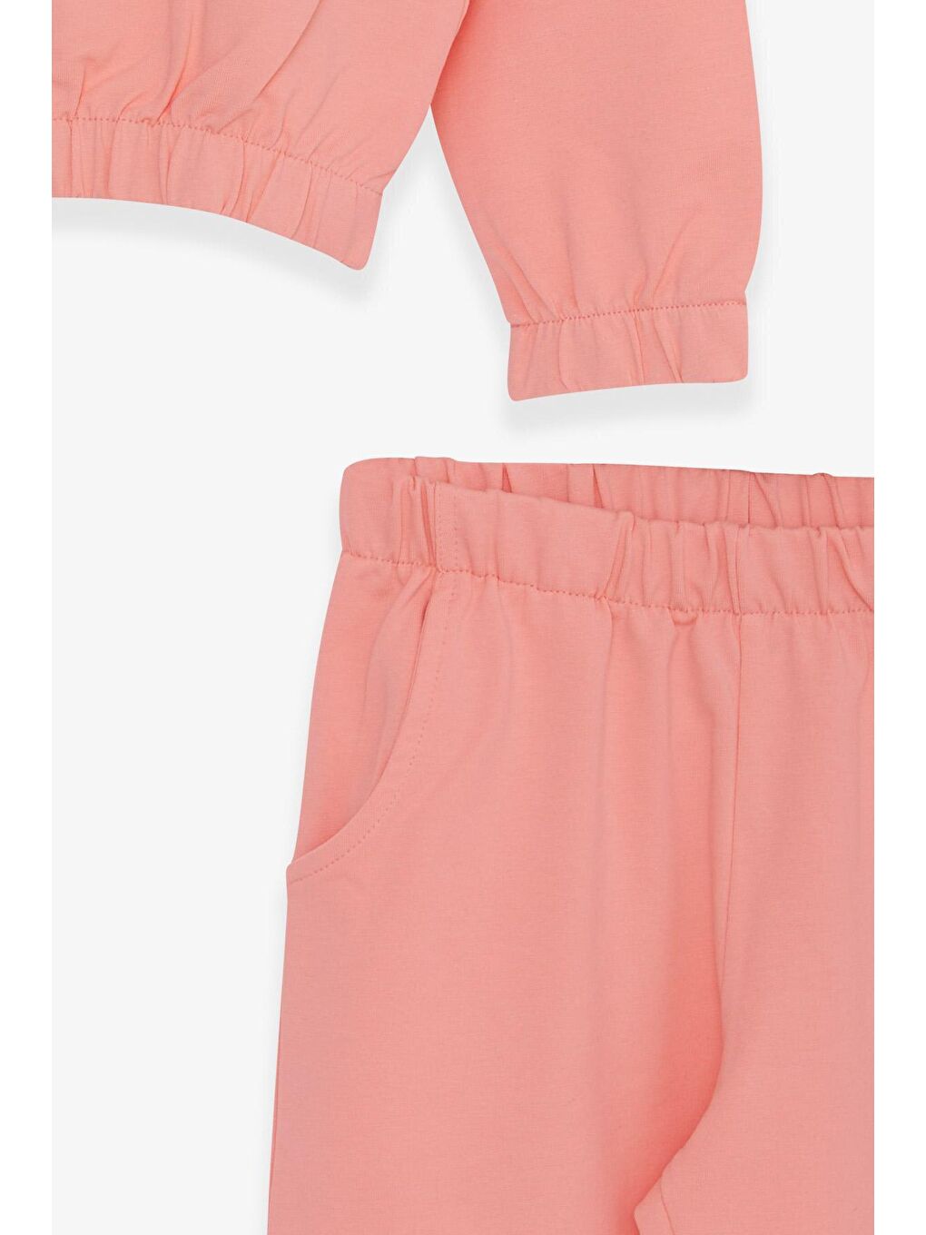 Pembe Kız Çocuk Eşofman Takımı Sevimli Ayıcık Baskılı Somon (5-10 Yaş)-3