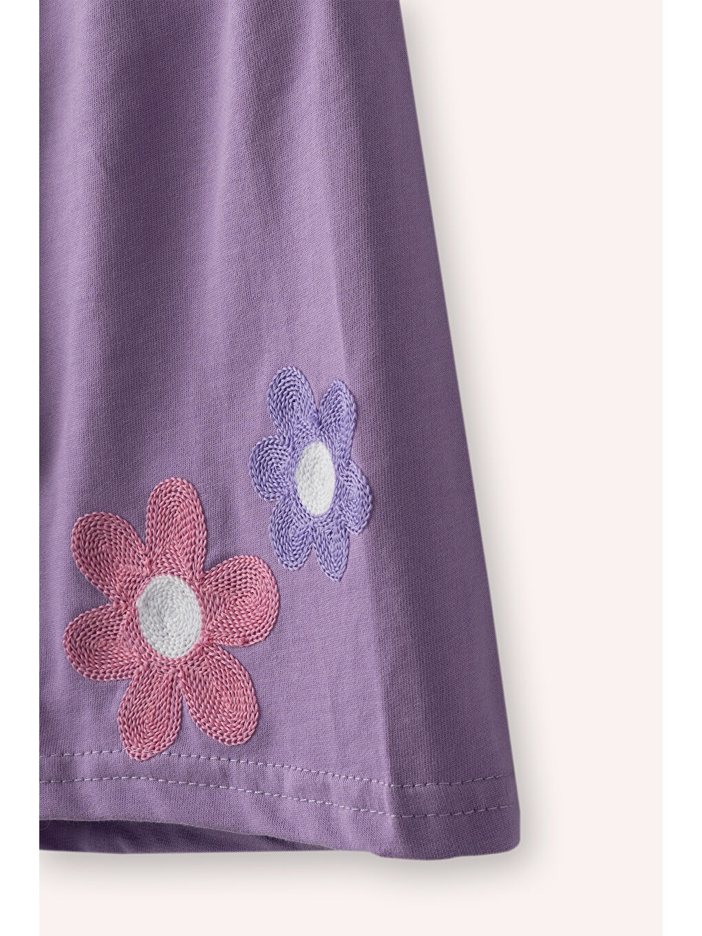 Kız Çocuk Çiçek Detaylı Ekru 2'li Takım-3