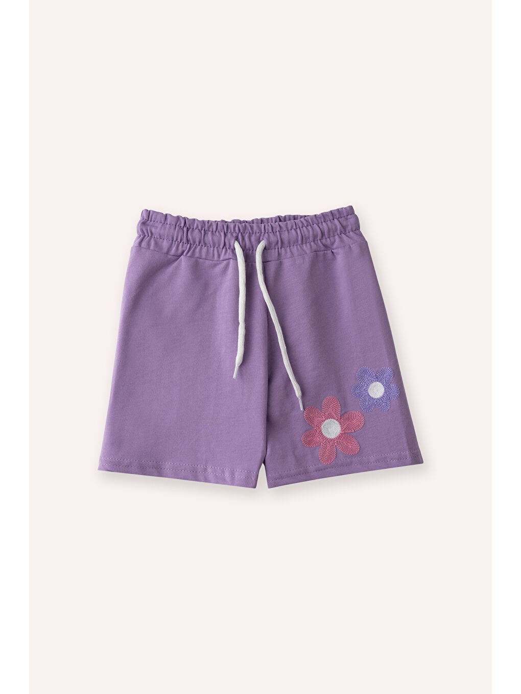 Kız Çocuk Çiçek Detaylı Ekru 2'li Takım-4