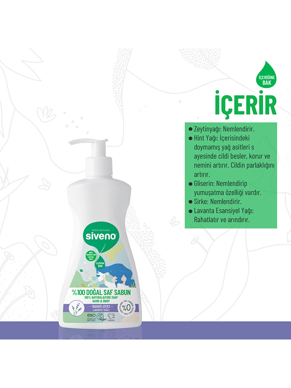 %100 Doğal Sıvı Kastil Sabun Lavanta Yağlı Cildi Rahatlatıcı Nemlendirici Arındırıcı Vegan 300 ml-1