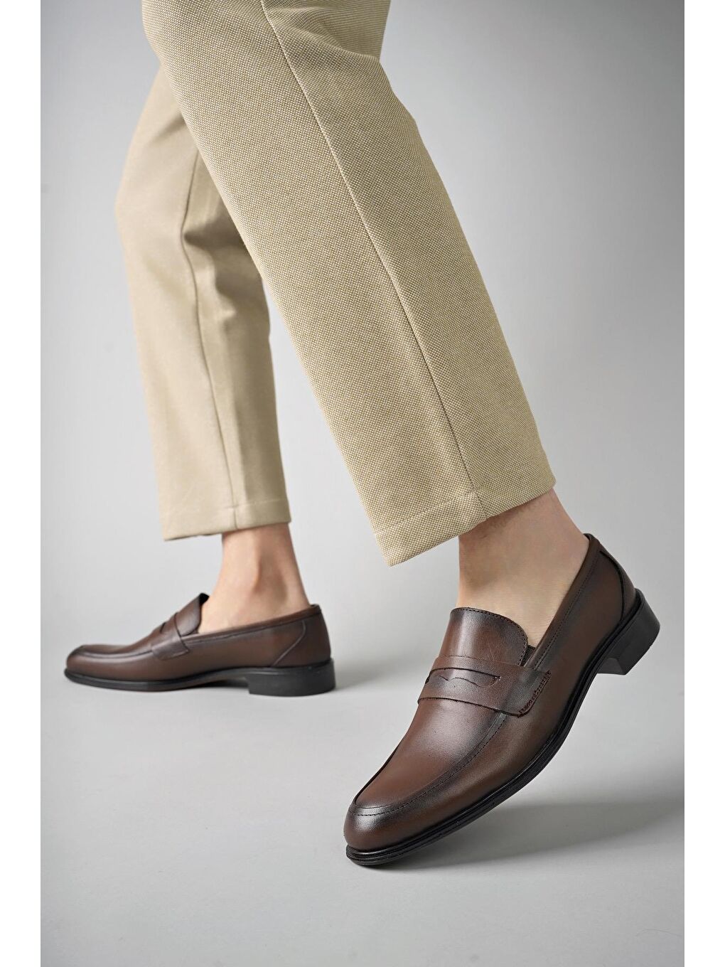 Kahverengi H0140 Erkek Günlük Klasik Hakiki Deri Ayakkabı-5