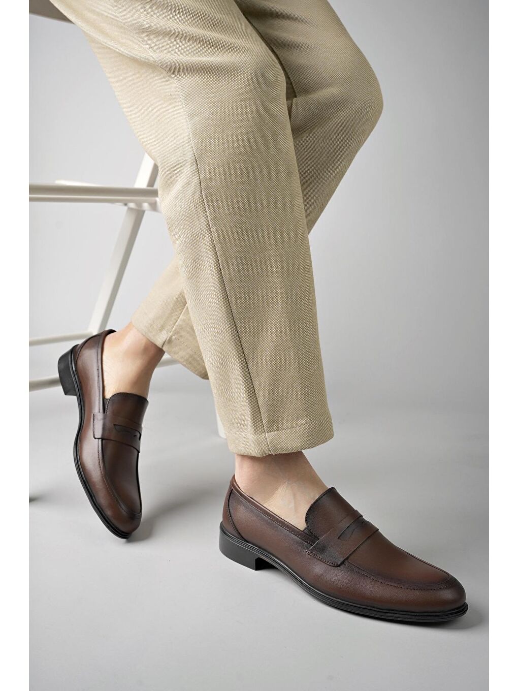 Kahverengi H0140 Erkek Günlük Klasik Hakiki Deri Ayakkabı-7