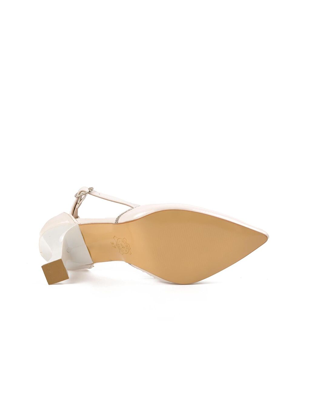 250 Beyaz Kırışık Rugan Kadın Topuklu Ayakkabı-4